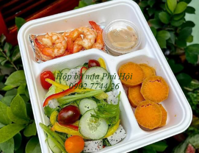 Hộp bã mía 3 ngăn nắp PET